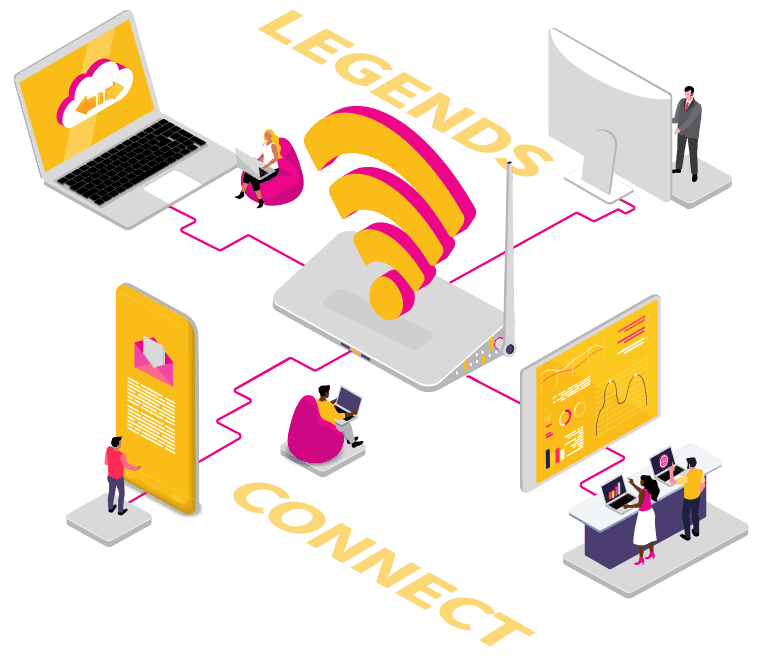 The Legends Connect network: homes and businesses linked to a Legends router